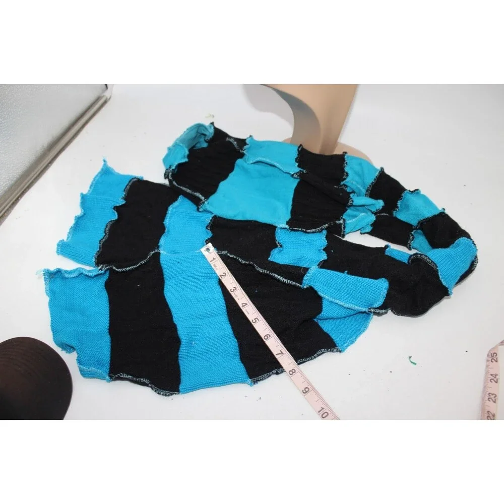 Scarf Upcycled Black Blue Sweaters Winter Carolina Panthers Apx 8' Long Handmade